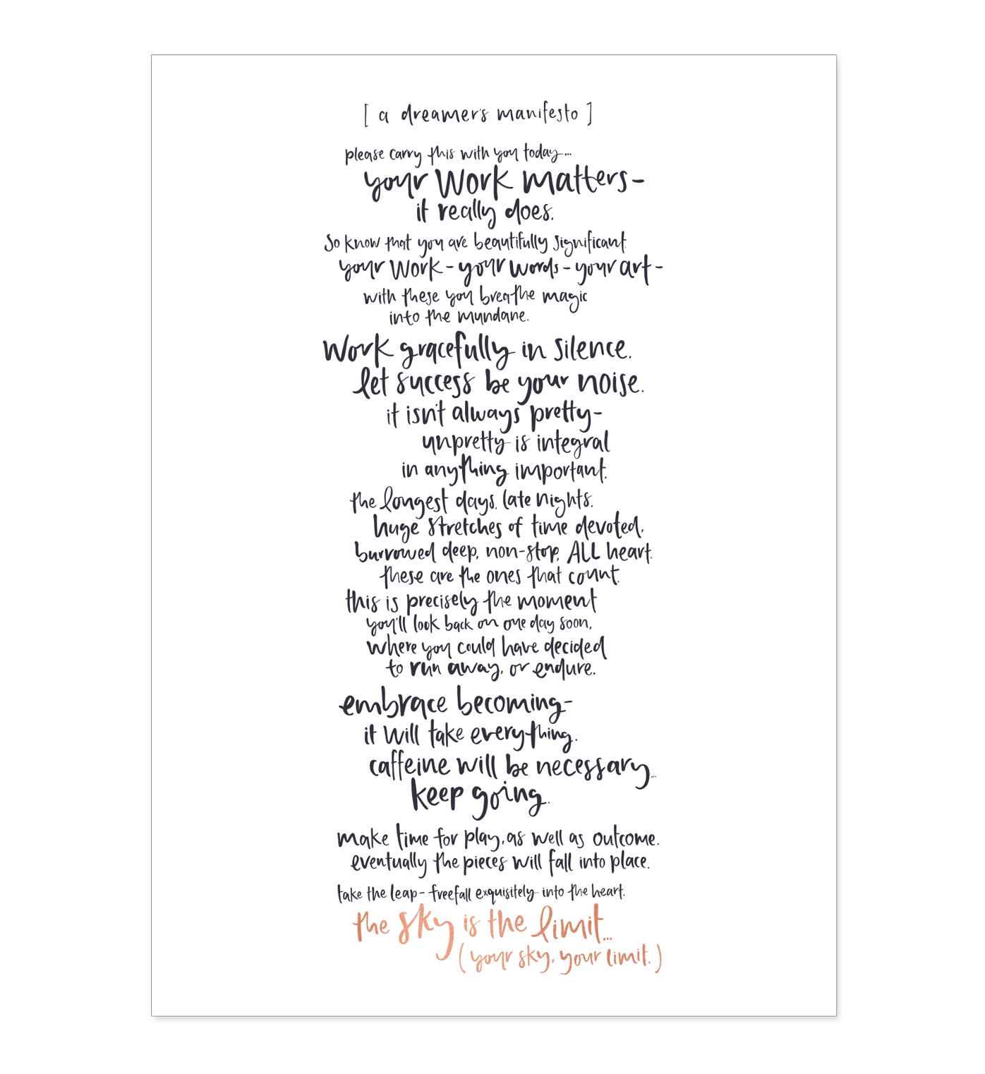 Dreamer's Manifesto | Rose Foiled A3 Art Print