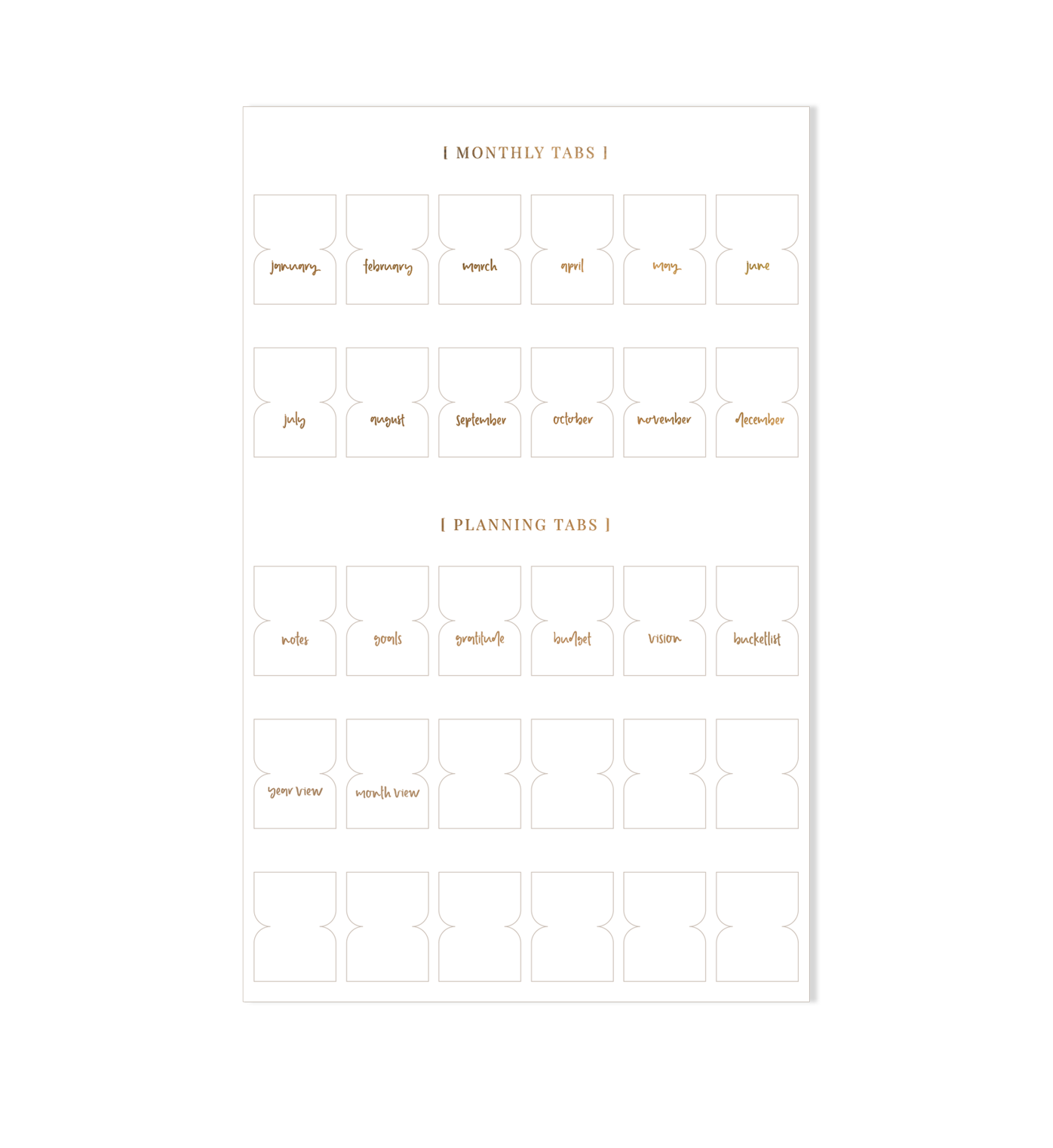 Planner Tab Stickers | Grande | Lettering